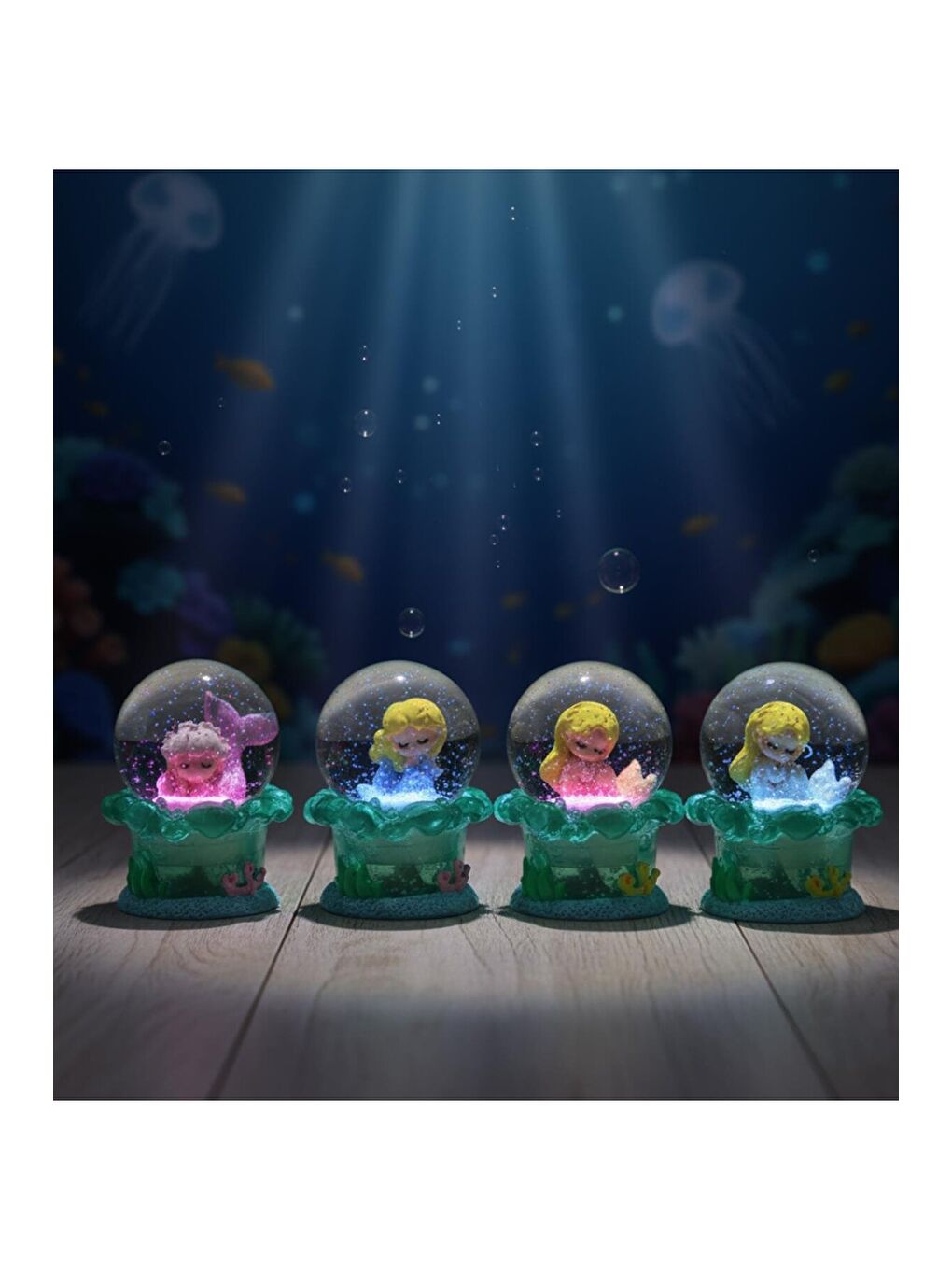 Karışık Mini Işıklı Denizkızı Kar Küresi-1