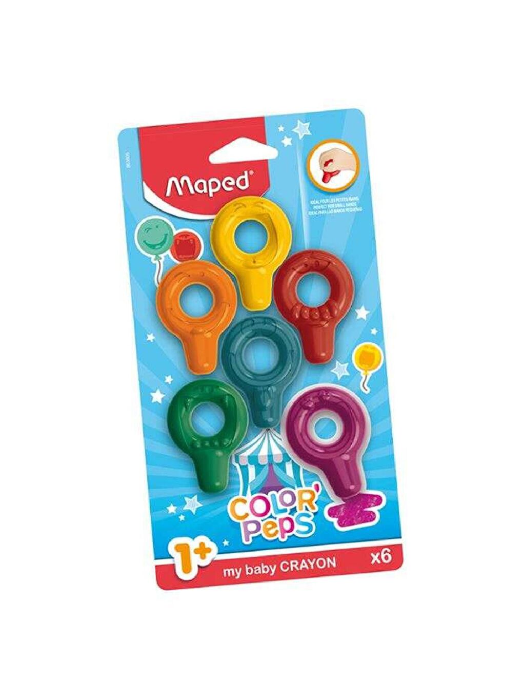 Maped Karışık Asorti Color Peps Bebek Balmumu(CRAYON) Boyama Halkaları 6 Lı - 6