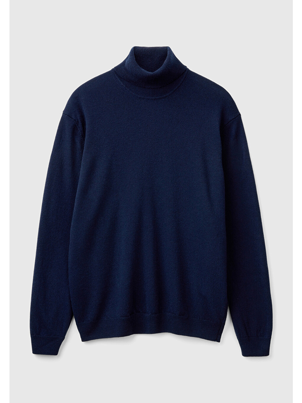 Erkek Lacivert %100 Merino Boğazlı Kazak-1
