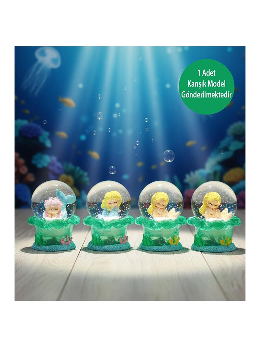 Karışık Mini Işıklı Denizkızı Kar Küresi-2