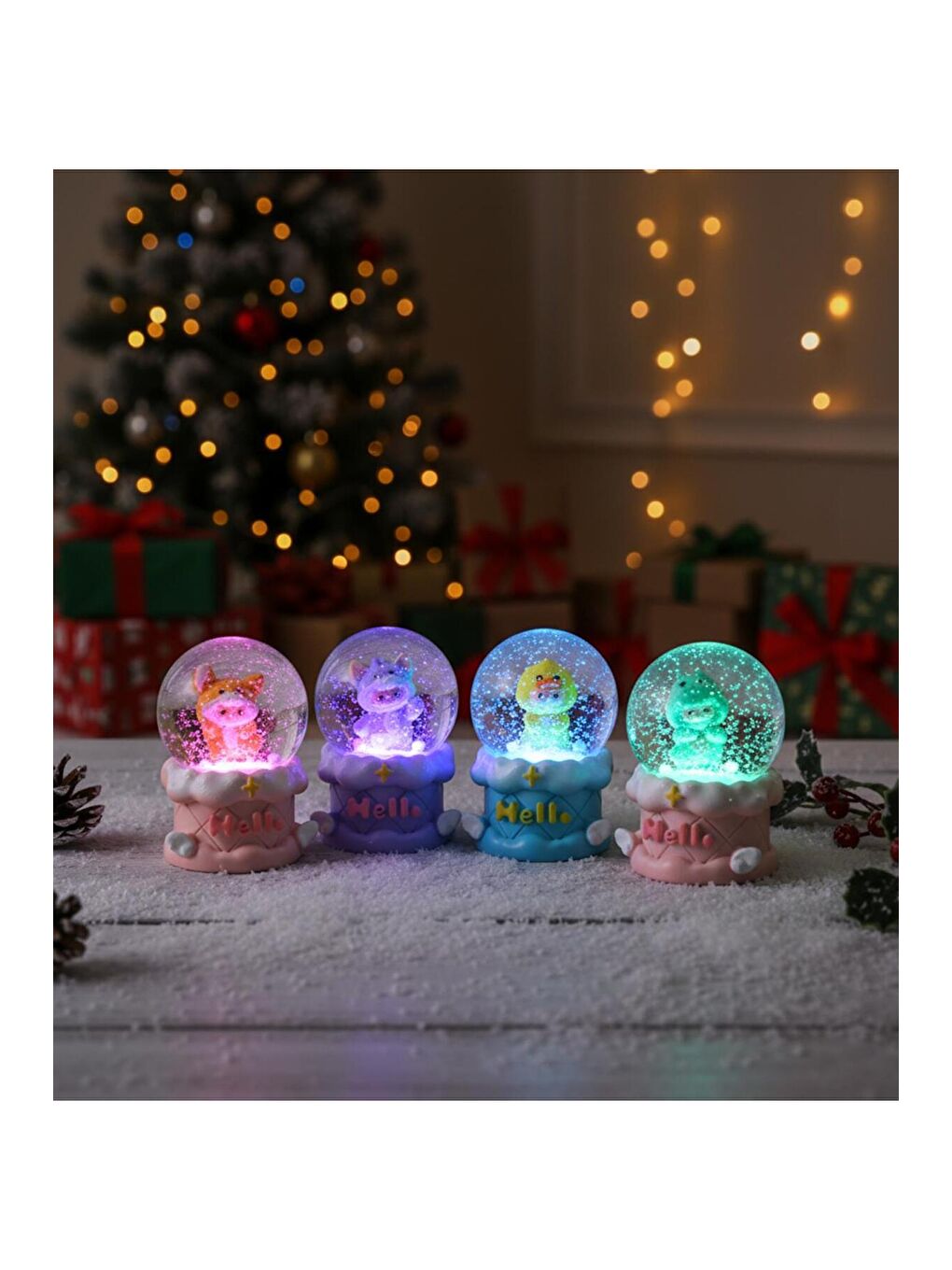 Karışık Mini Işıklı Kostümlü Karakter Kar Küresi-1