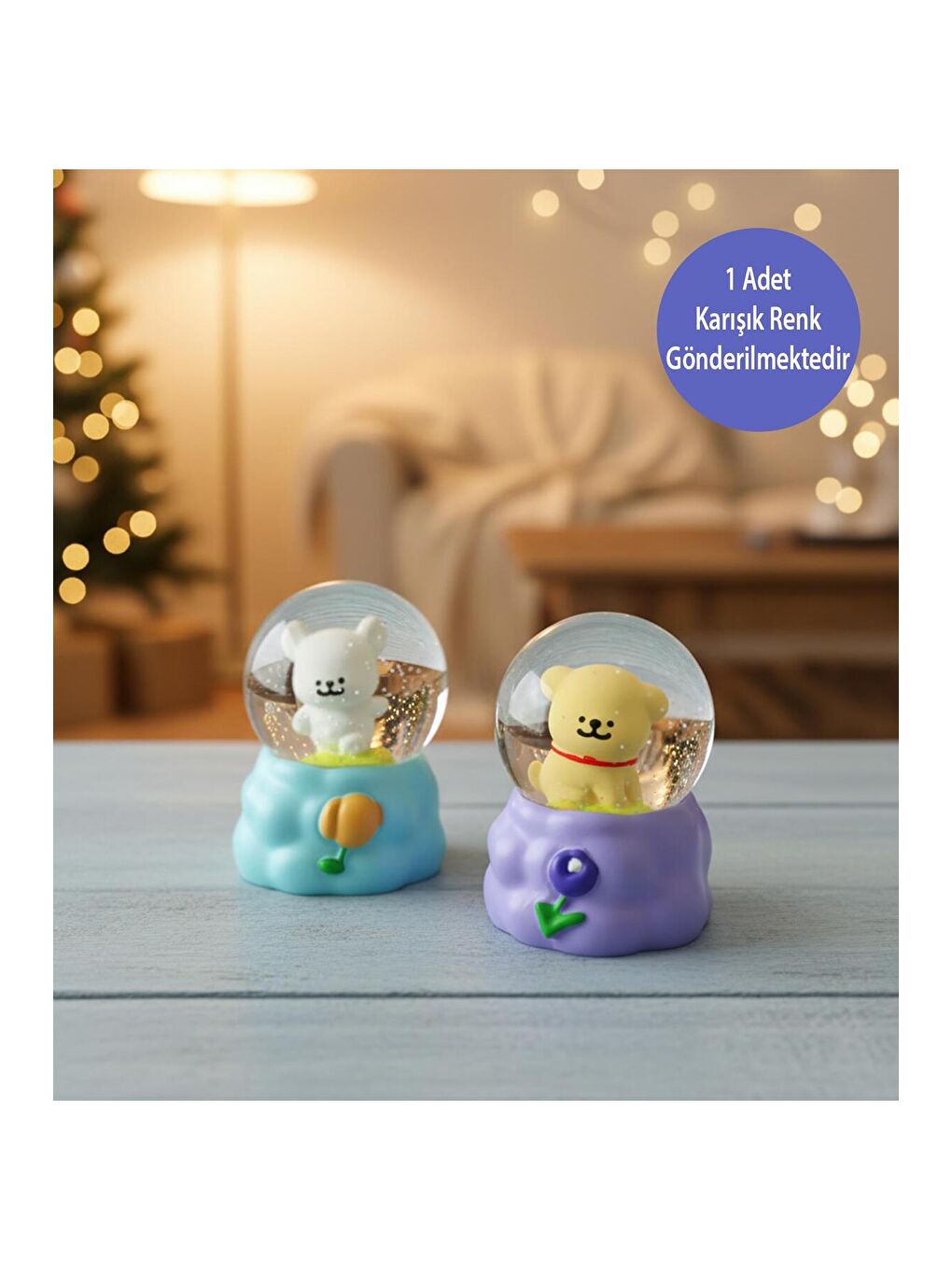 Karışık Mini Işıklı Sevimli Köpek Kar Küresi-1