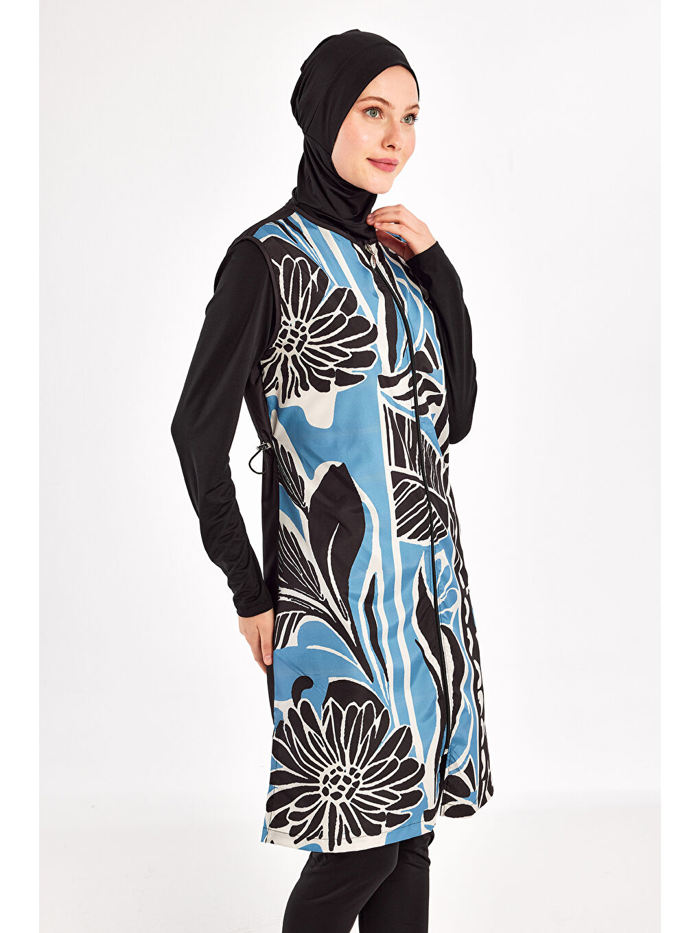 UV Korumalı Tam Kapalı Tesettür Mayo 1303 Siyah03-2