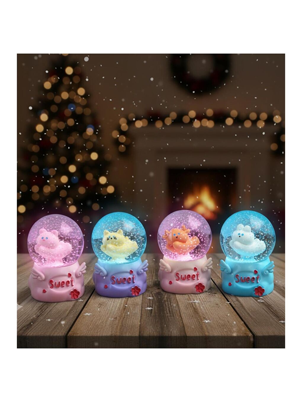 Karışık Mini Işıklı Sevimli Hayvan Kar Küresi-1