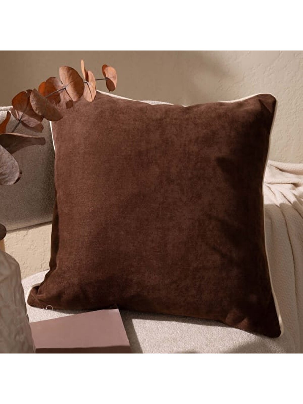 Soft Asas Kırlent - Kahverengi - 45x45 cm-3