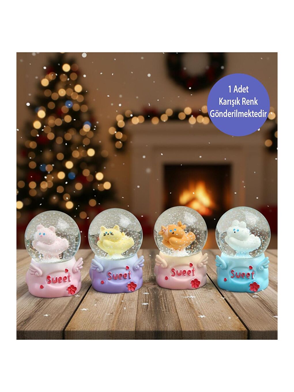 Karışık Mini Işıklı Sevimli Hayvan Kar Küresi-2