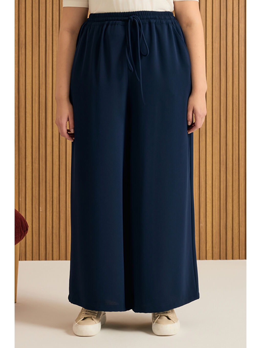 Lacivert Beli Lastikli Pantolon Etek-1