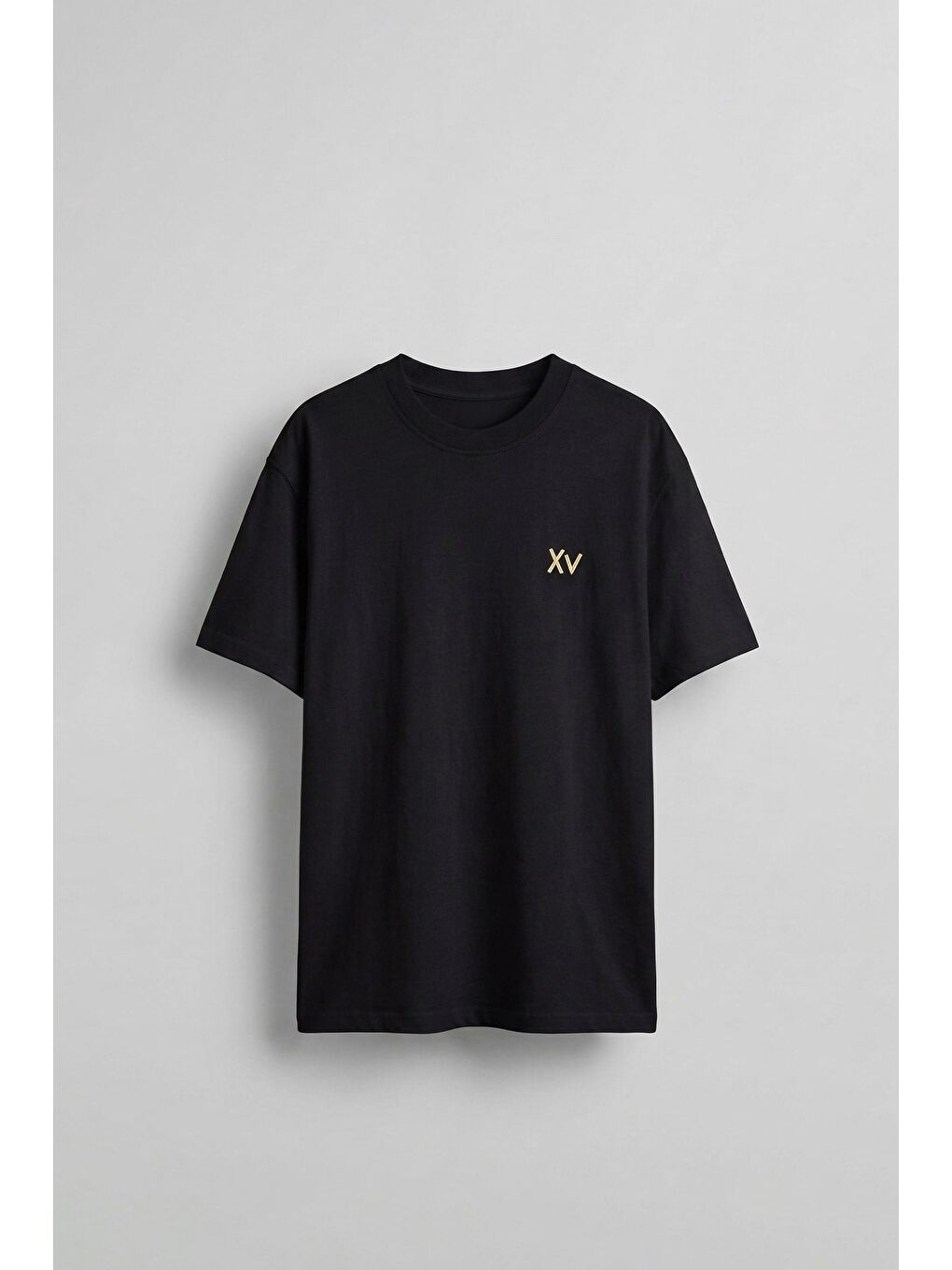 Erkek Oversize Antik Mühür Kabartmalı Baskılı T-Shirt Siyah-1
