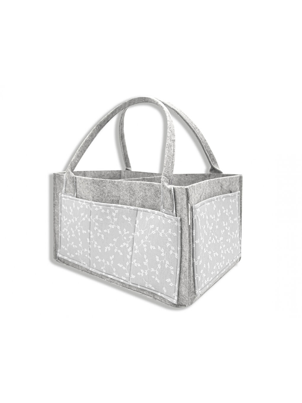 772 Keçe Anne Bebek Bakım Çantası Gri Çiçek-1