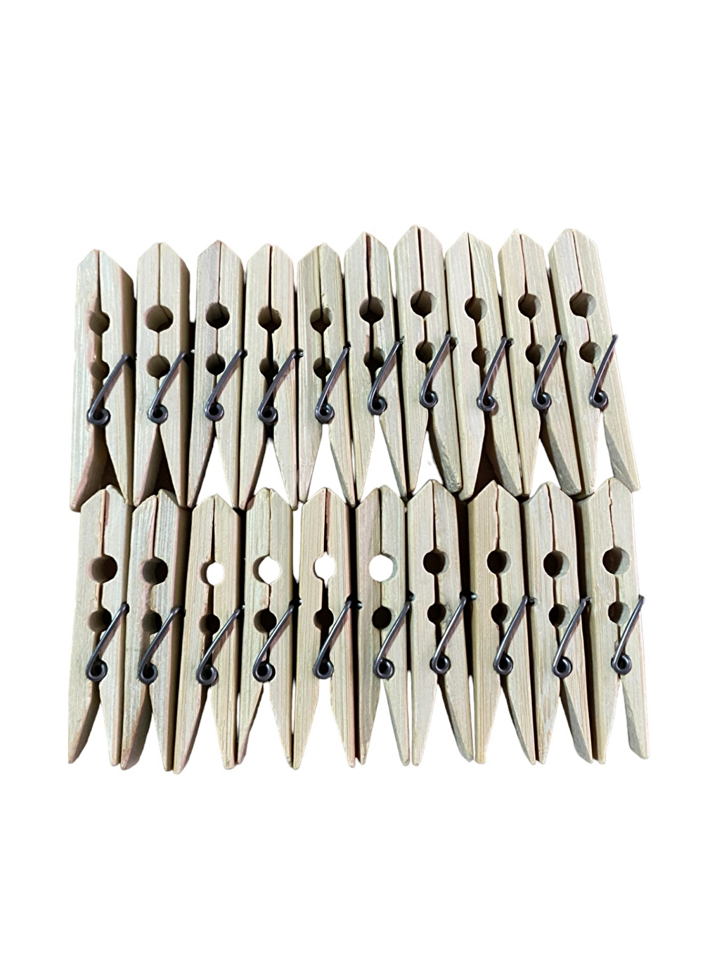 Ekru Bambu Çamaşır Mandalı Çamaşır Maşası 60 Adet-1