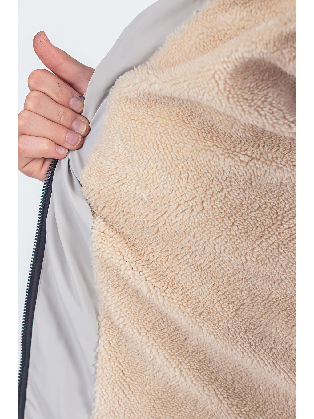 Bej Kız Çocuk Kapüşonlu Nova Kumaş Kışlık Mont KM1010-5