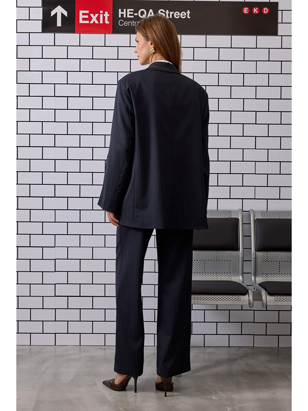 Yırtmaç Detaylı Ceket Lacivert-2