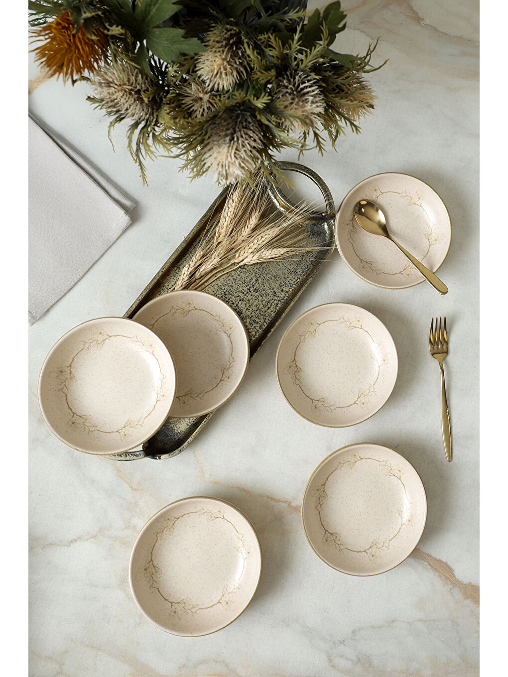 Karışık Taupe Bloom Halka Çerezlik / Sosluk 13 Cm 6 Adet