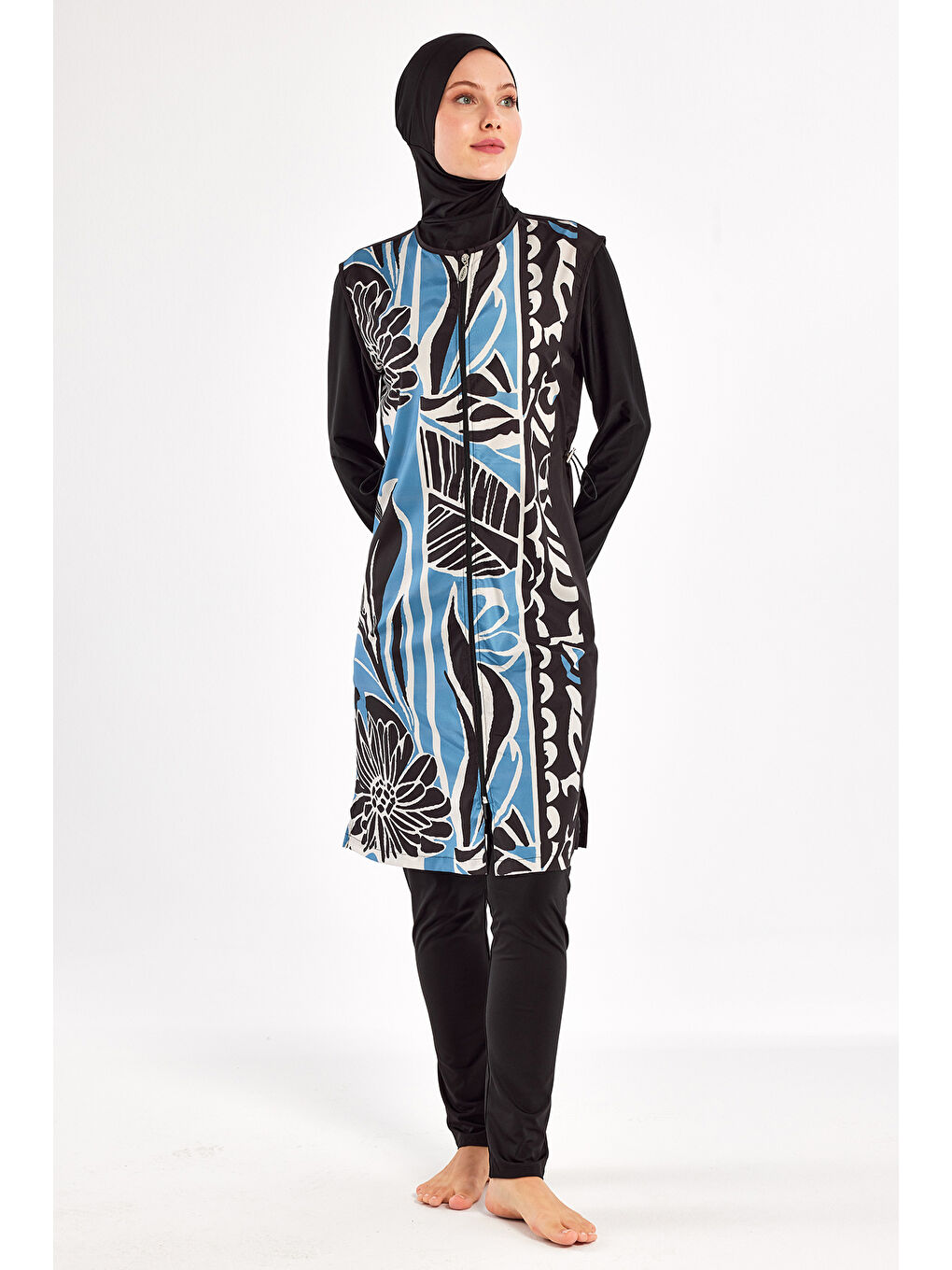 UV Korumalı Tam Kapalı Tesettür Mayo 1303 Siyah03-4