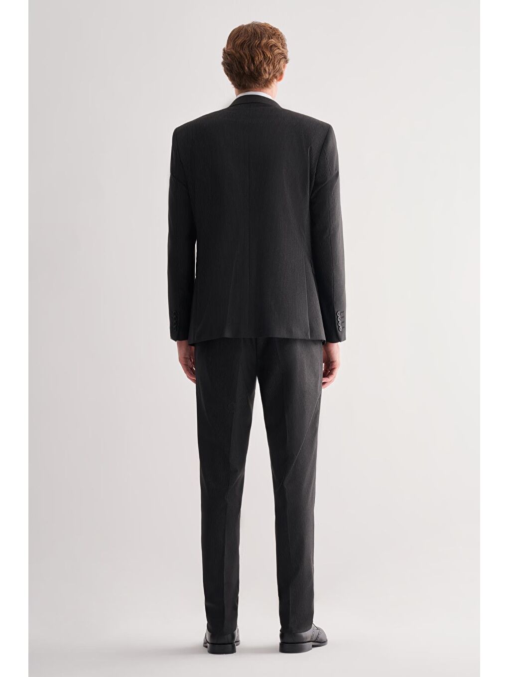 Siyah Mono Yaka Tam Astar 6 Drop Slim Fit Esnek  Yelekli Takım Elbise 1001255151-4