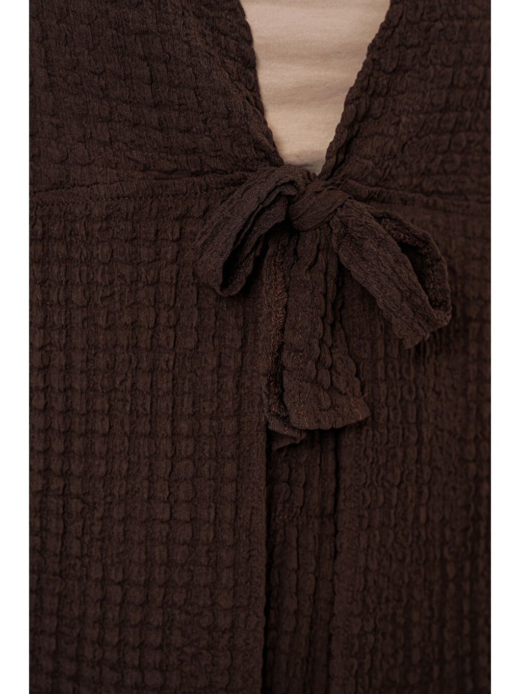 Kadın Örme Bluz Pantolon İkili Takım 30052 - Kahverengi-4