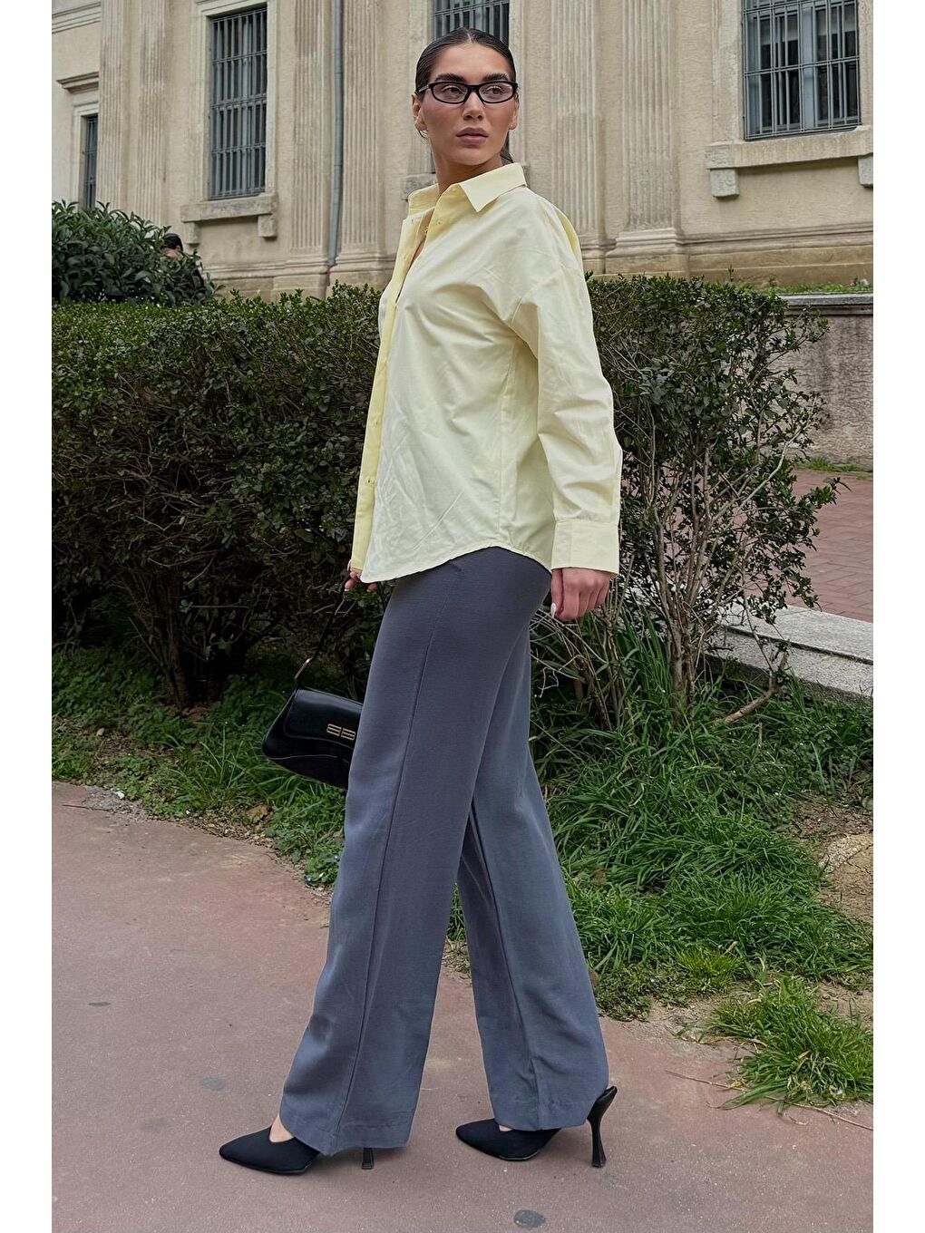 Sarı Basic Kadın Gömlek Mg2355-1