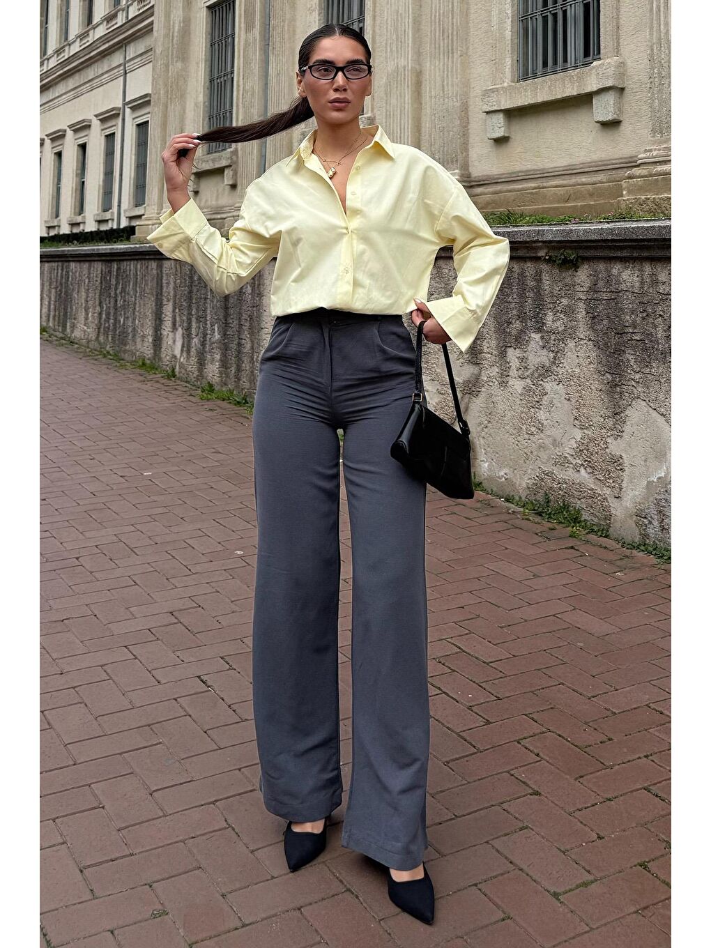 Sarı Basic Kadın Gömlek Mg2355-2