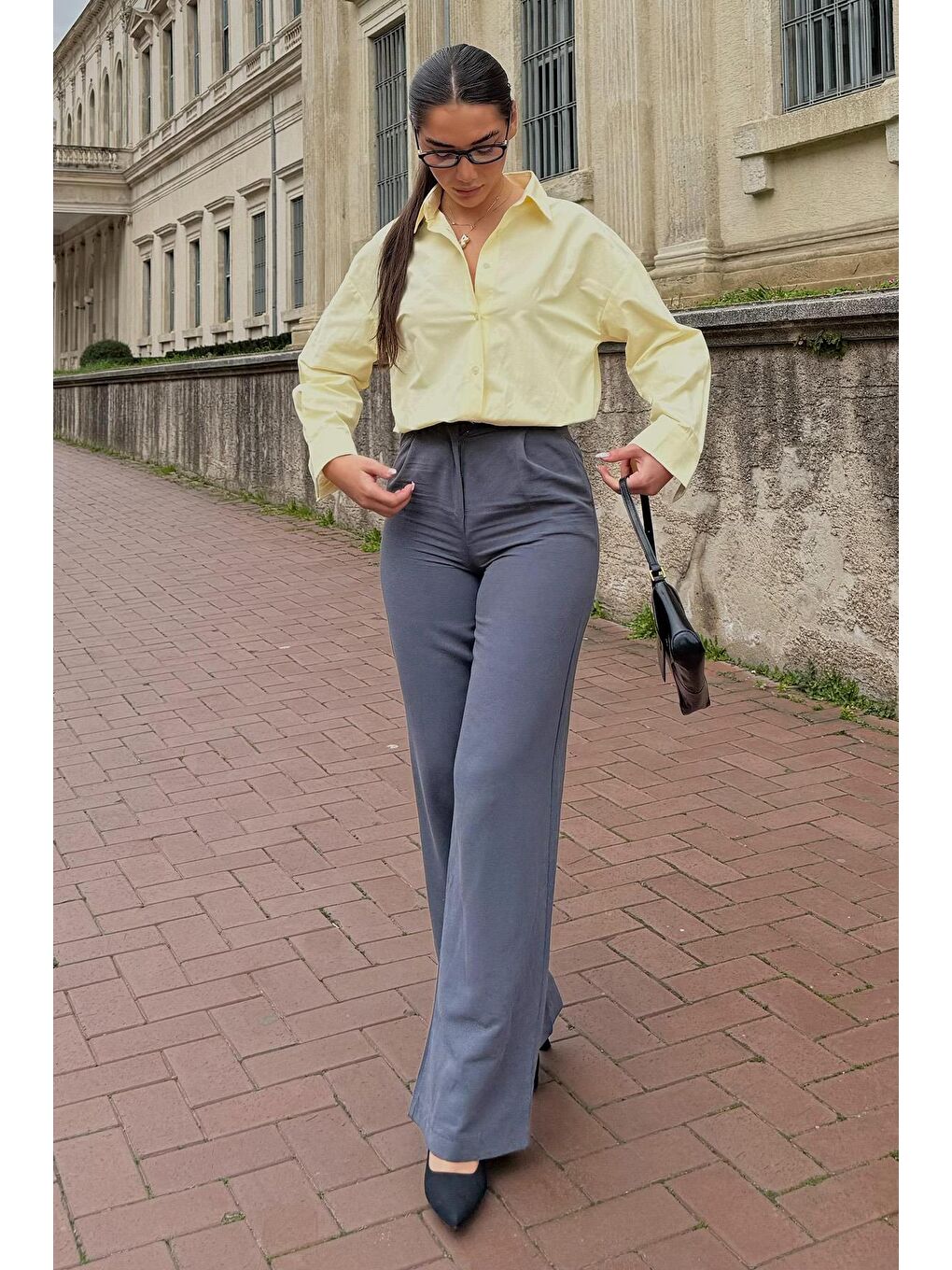 Sarı Basic Kadın Gömlek Mg2355-4