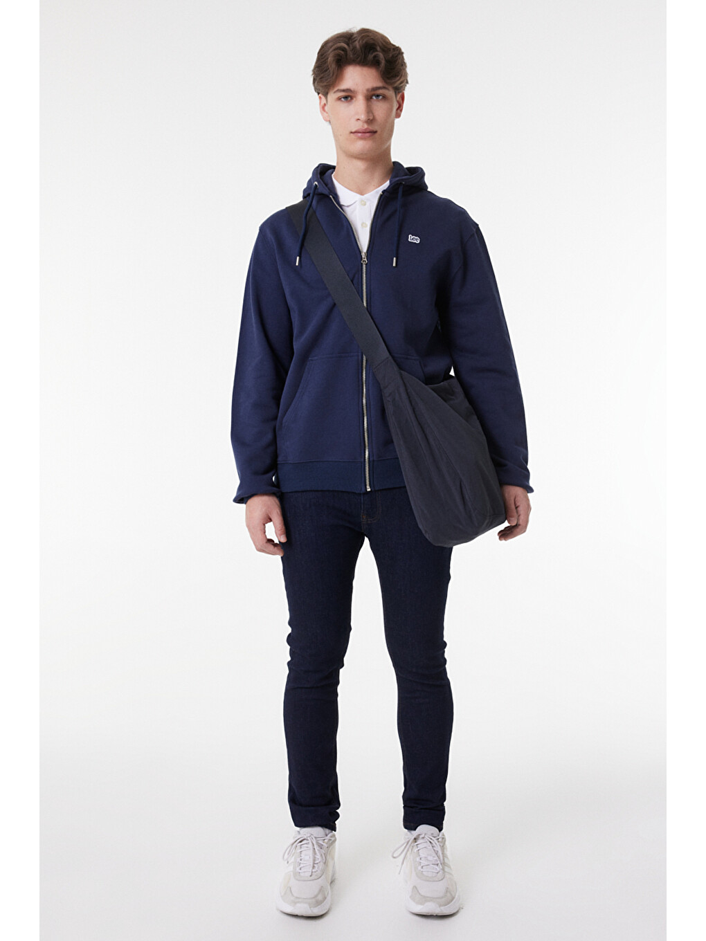 Lacivert Regular Fit Normal Kesim %100 Pamuk Kapüşonlu Tam Fermuarlı Sweatshirt-1