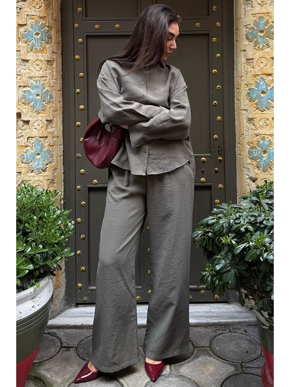 Haki Soft Touch Modal Gömlekli Takım Mg2742-1