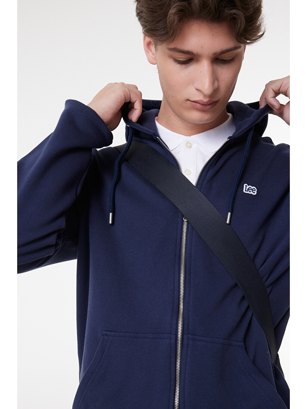 Lacivert Regular Fit Normal Kesim %100 Pamuk Kapüşonlu Tam Fermuarlı Sweatshirt-2