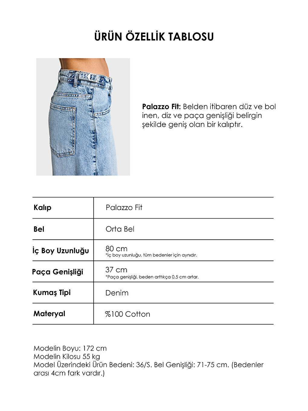 Mavi Kadın Jean Rengi 4s6-3 Baggy Palazzo Fit Kemer Detaylı %100 Pamuk Denim Jean-3