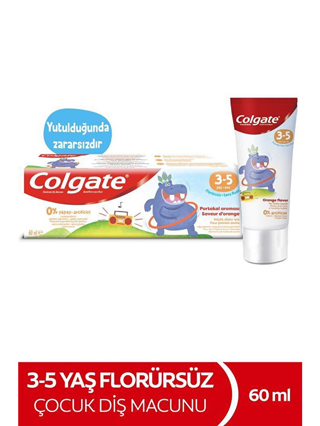 Colgate 3-5 Yaş Portakal Aromalı Florürsüz Çocuk Diş Macunu 60 ml