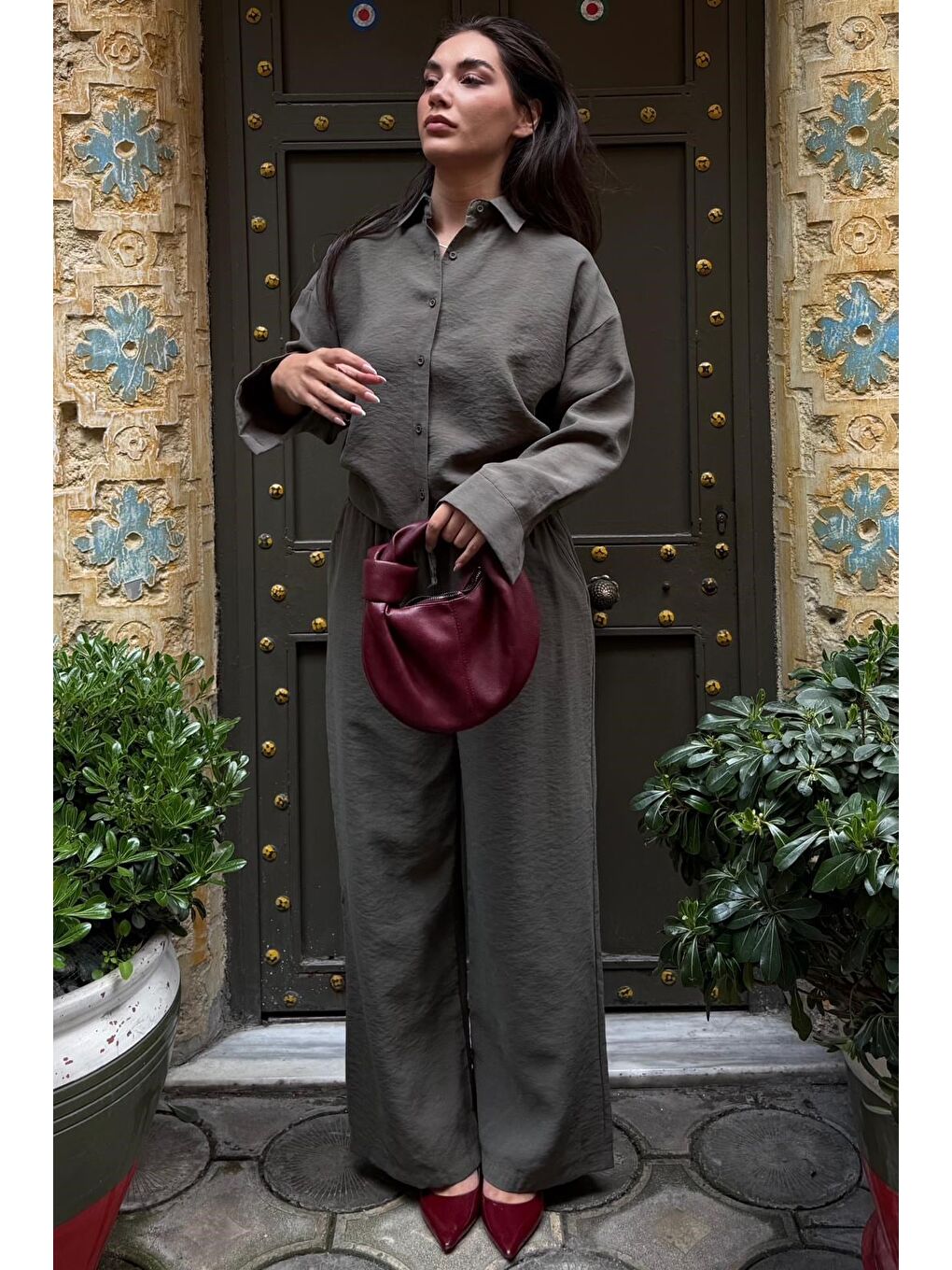 Haki Soft Touch Modal Gömlekli Takım Mg2742-4