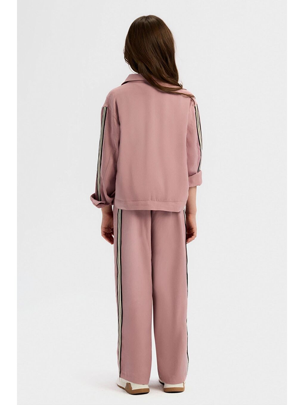 Beyaz Kız Çocuk Pamuklu Pembe Ceket Ve Pantolon 2'Li Takım-4