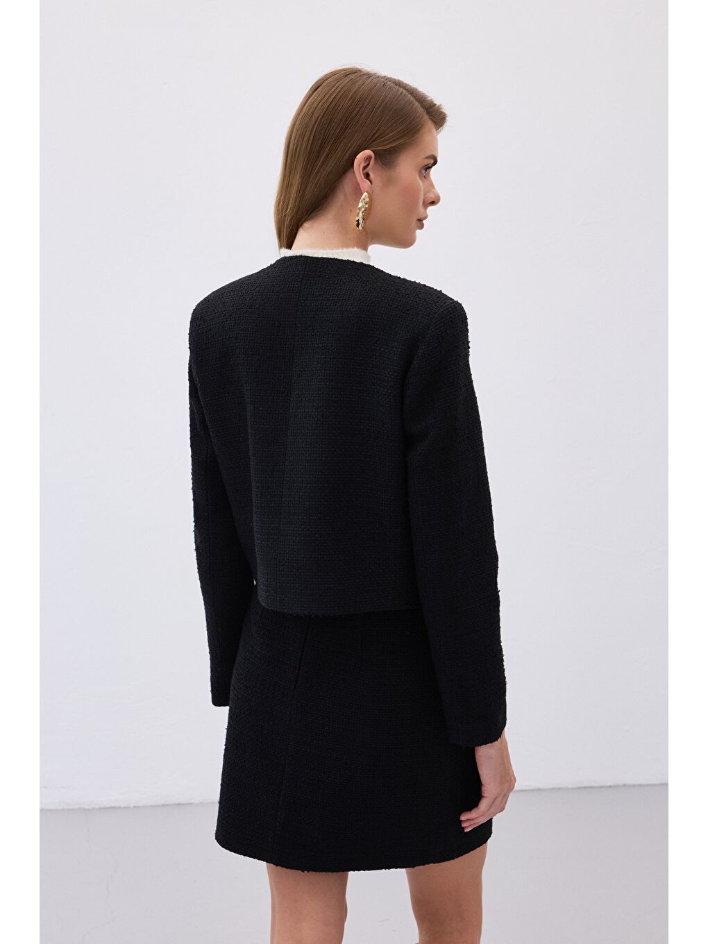 Kısa Tüvit Ceket - Siyah-4
