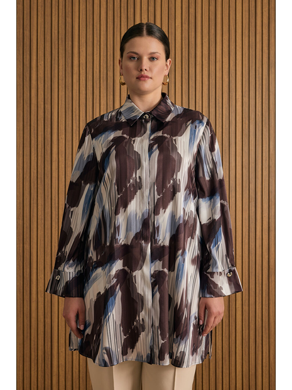 Kahverengi Desenli Tunik-2