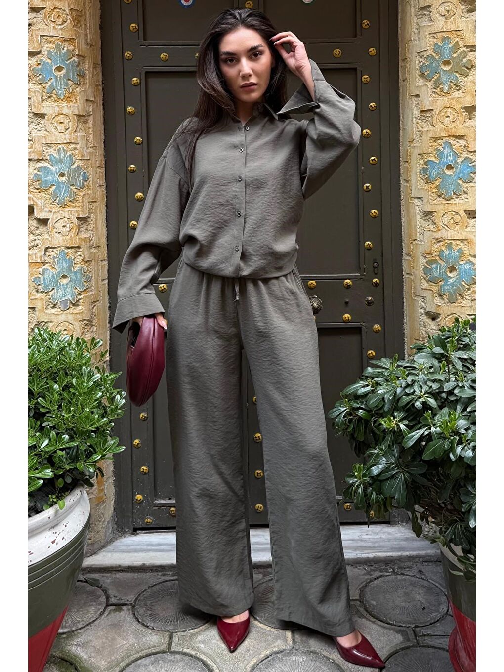 Haki Soft Touch Modal Gömlekli Takım Mg2742-5