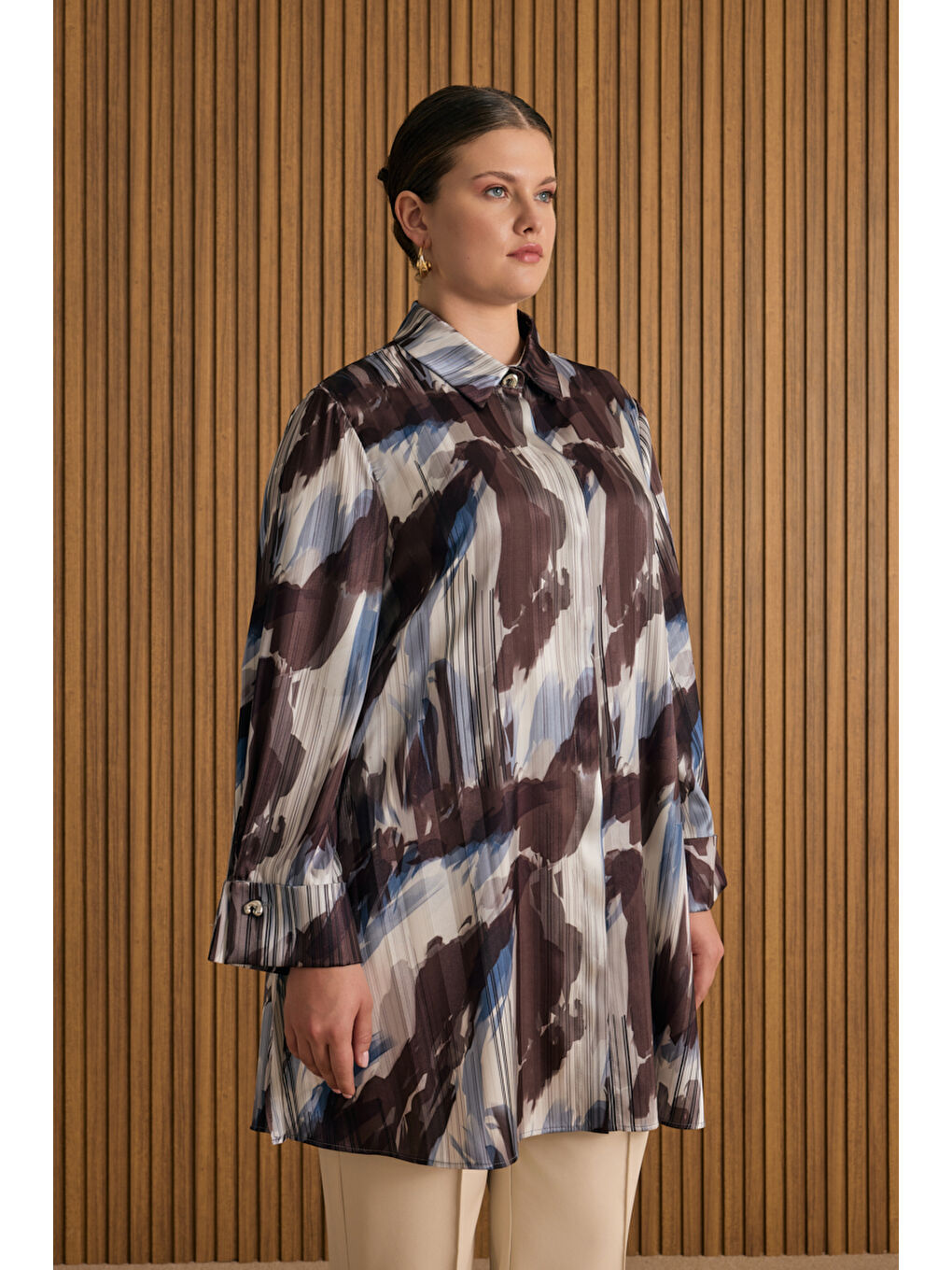 Kahverengi Desenli Tunik-3