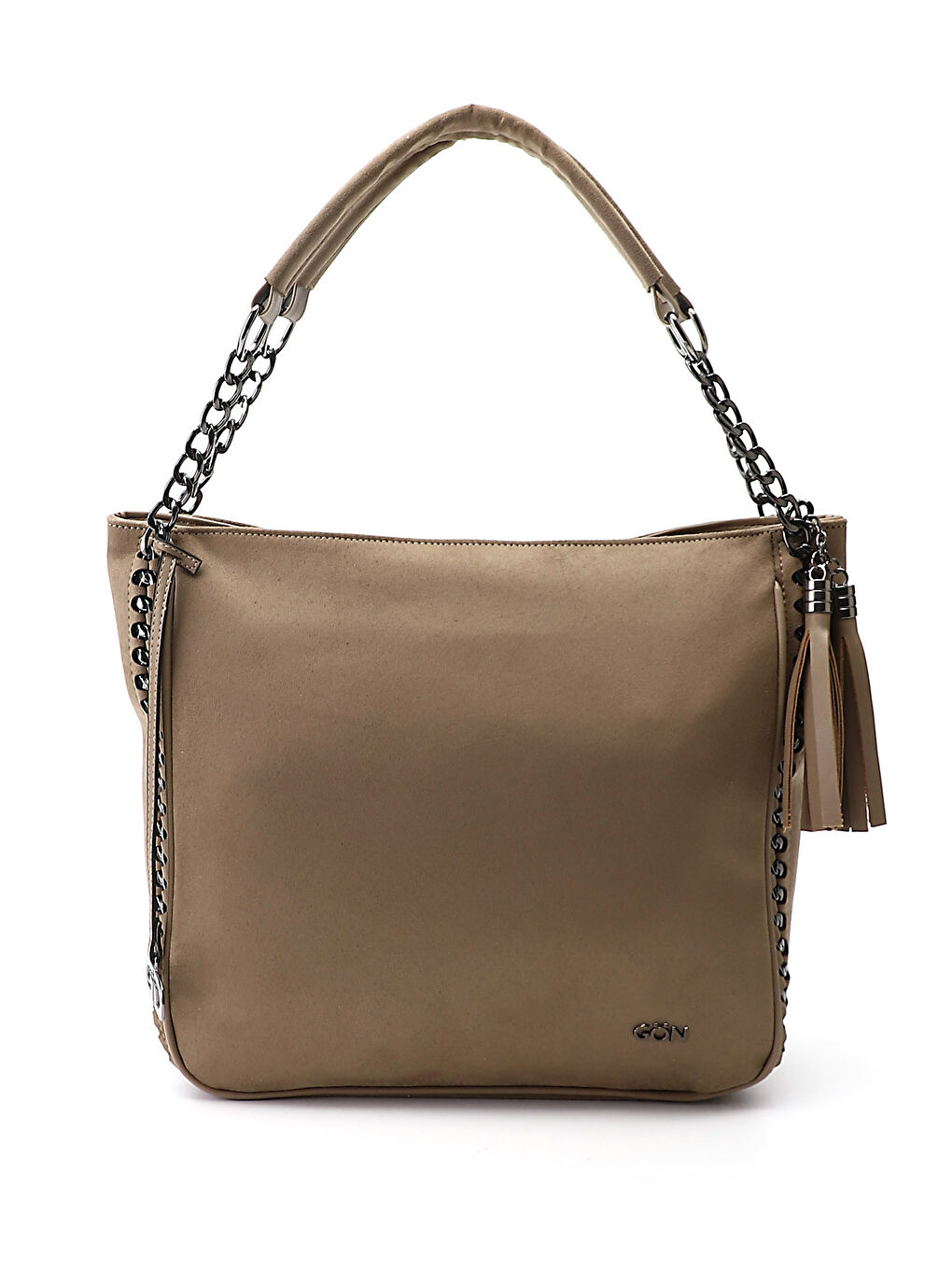 Kahverengi Kadın AÇIK VİZON Püsküllü Omuz Çantası