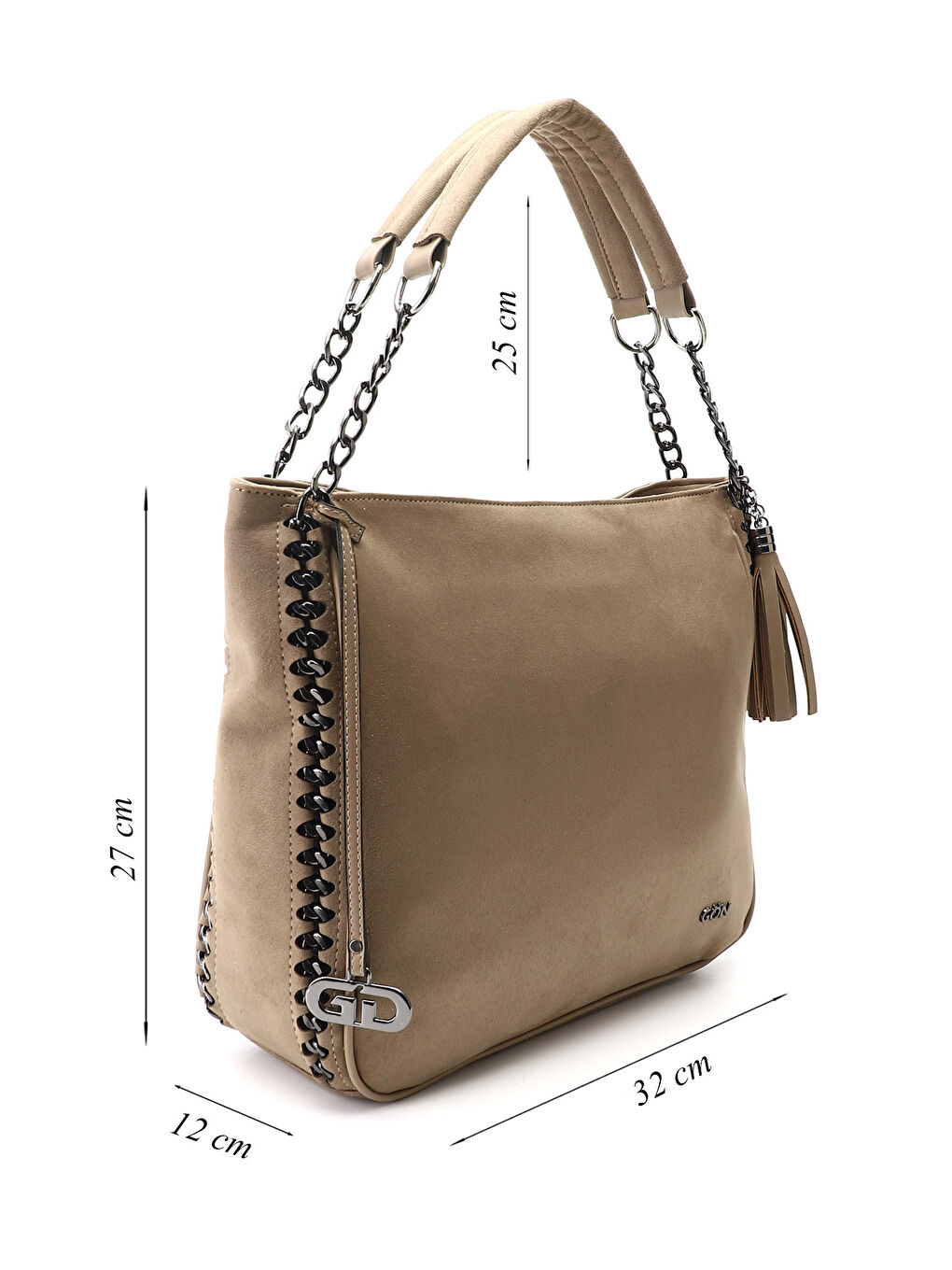 Kahverengi Kadın AÇIK VİZON Püsküllü Omuz Çantası-1