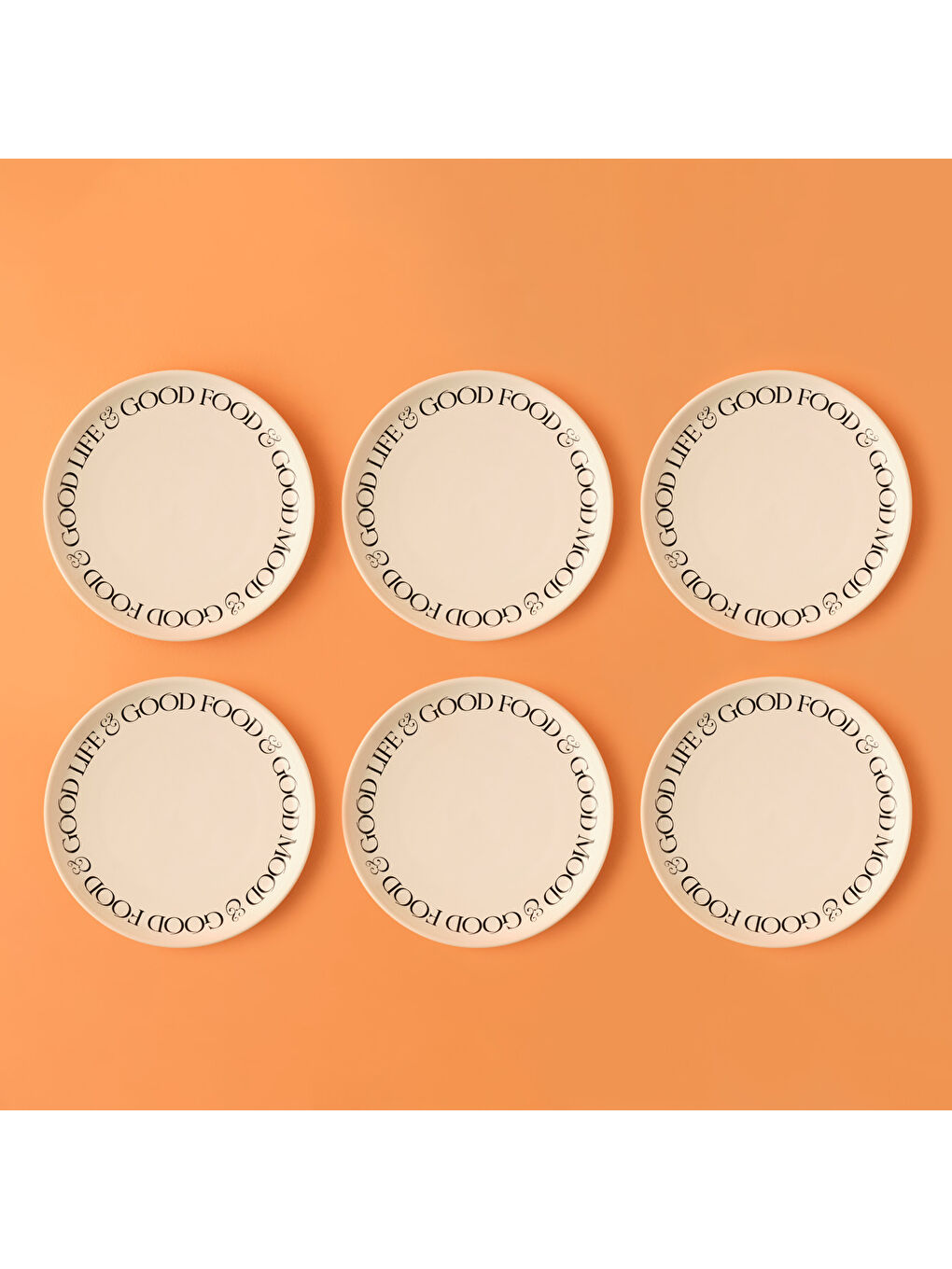 Mottos Seramik 6'lı Pasta Tabağı Beyaz (20 cm)