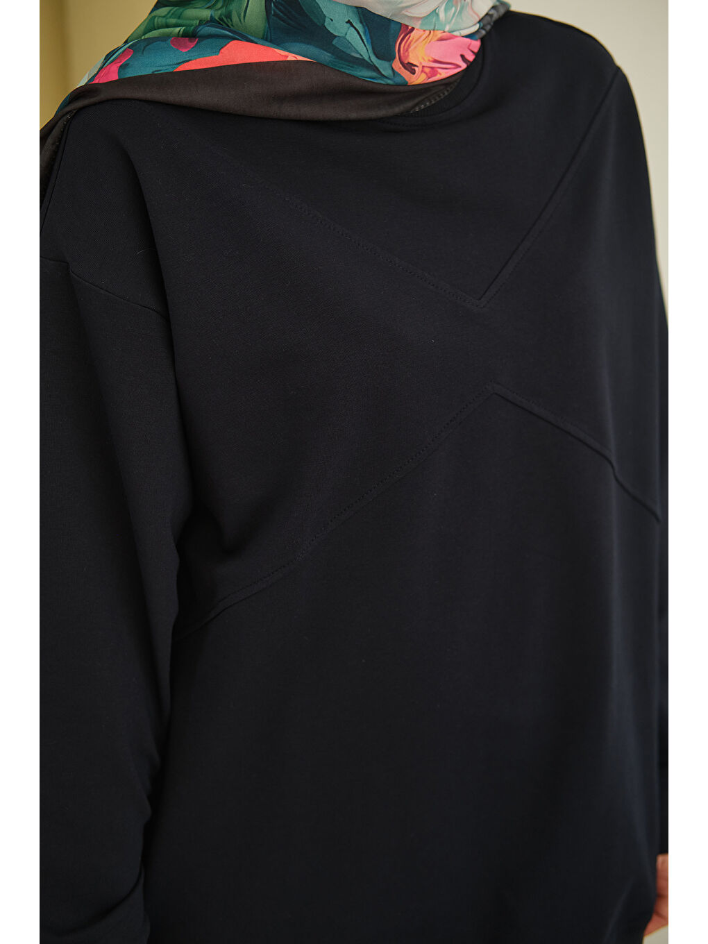 Kadın Dikiş Detay Tunik Lacivert-3