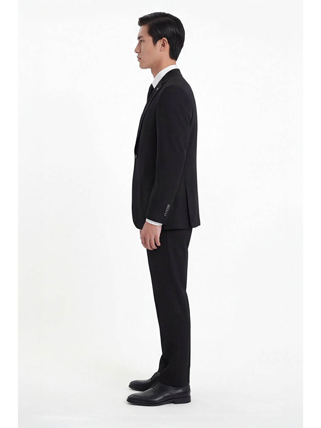 Siyah Slim Fit 6 Drop Mono Yaka Modal Kumaş Lastikli Bel Astarsız Takım Elbise-2