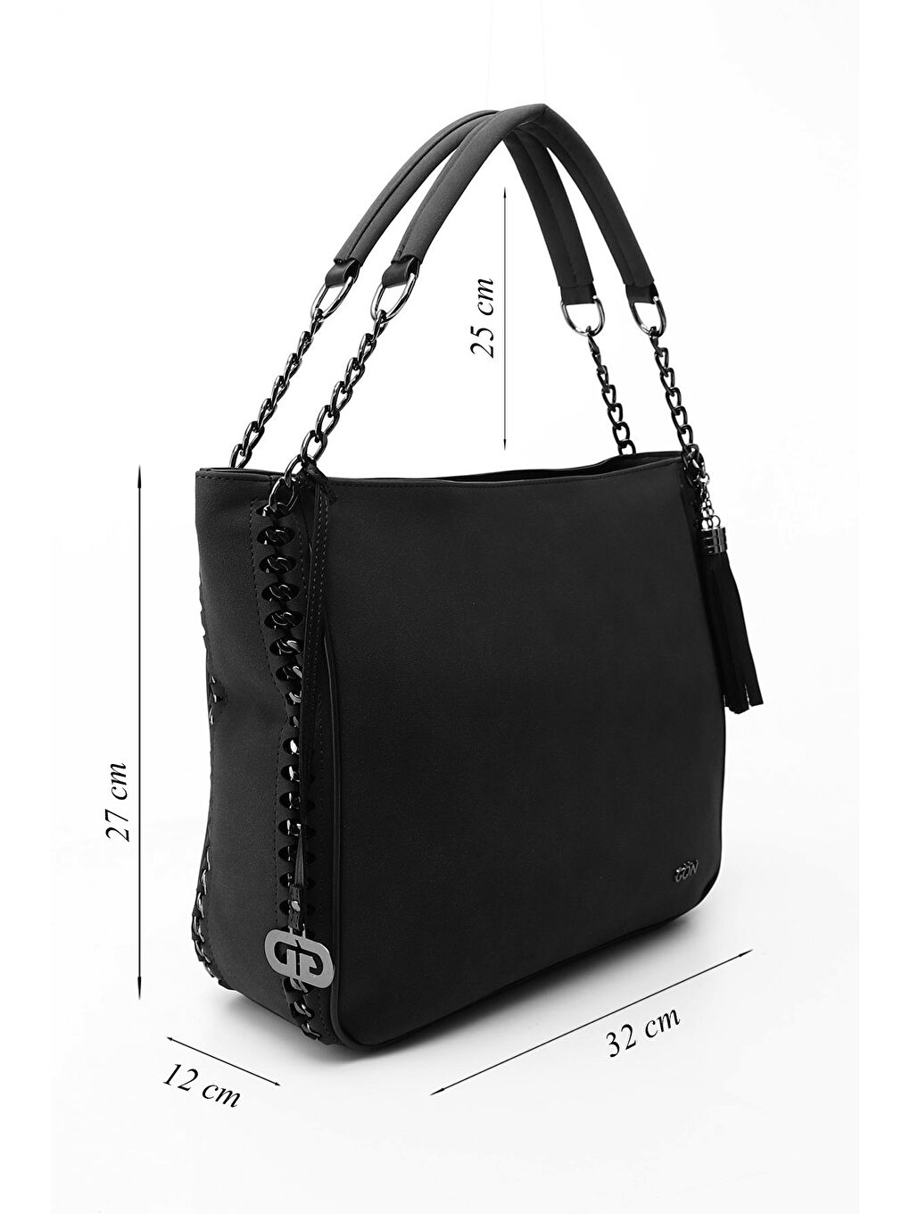 Siyah Kadın SİYAH MELANJ Püsküllü Omuz Çantası-1