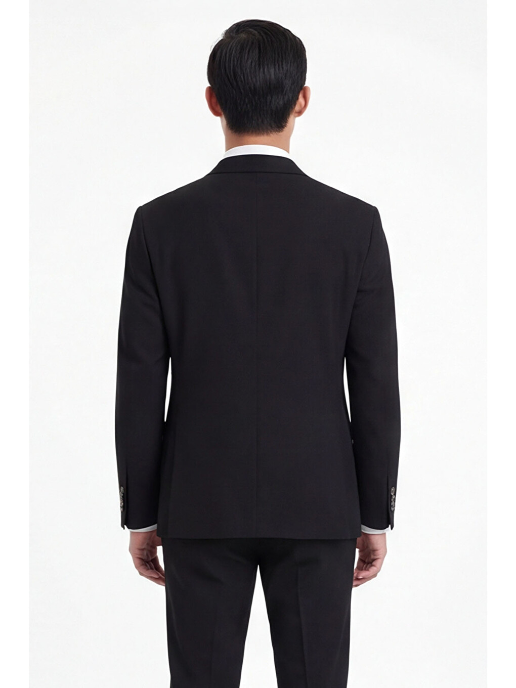 Siyah Slim Fit 6 Drop Mono Yaka Modal Kumaş Lastikli Bel Astarsız Takım Elbise-3