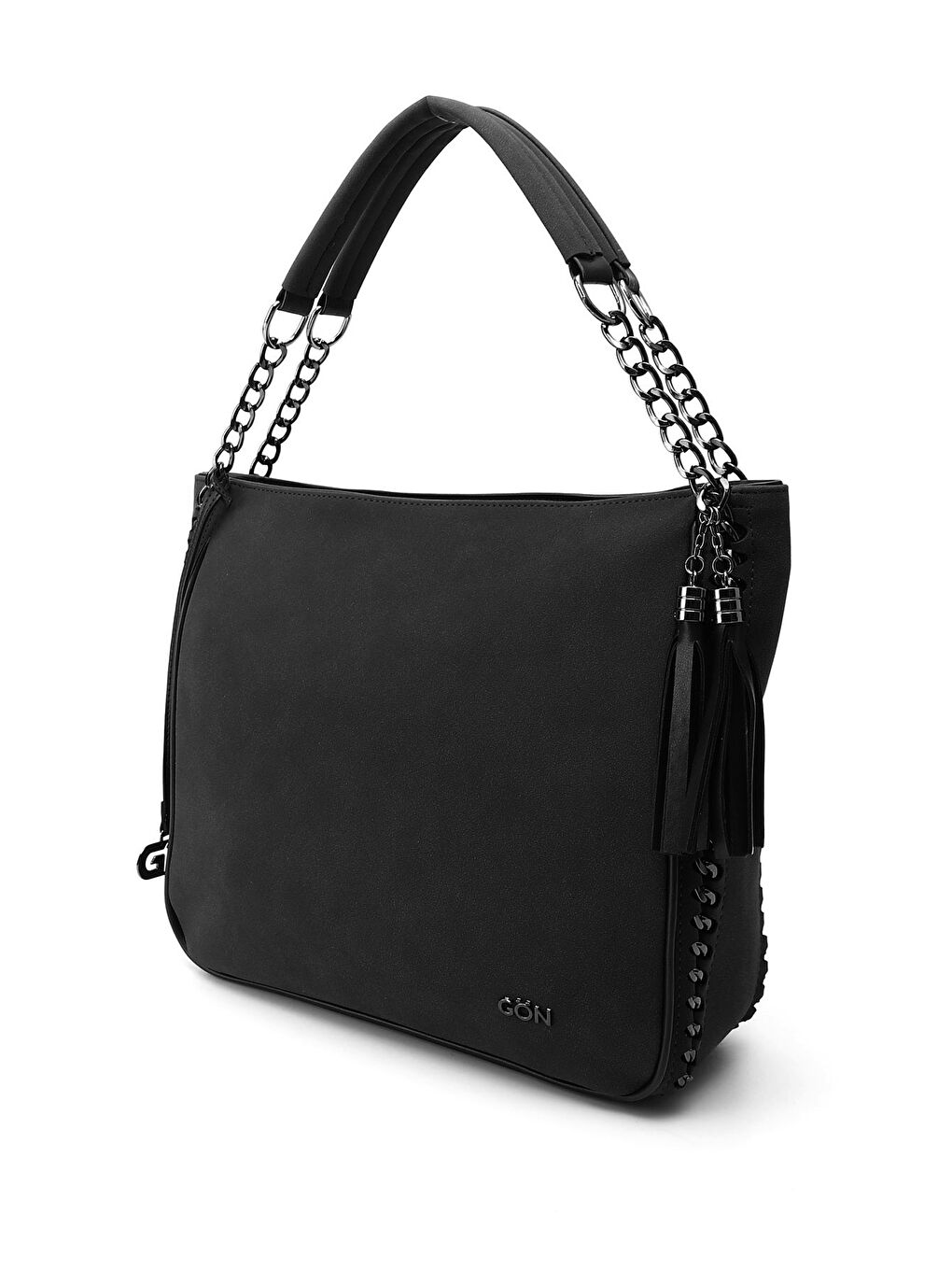 Siyah Kadın SİYAH MELANJ Püsküllü Omuz Çantası-2