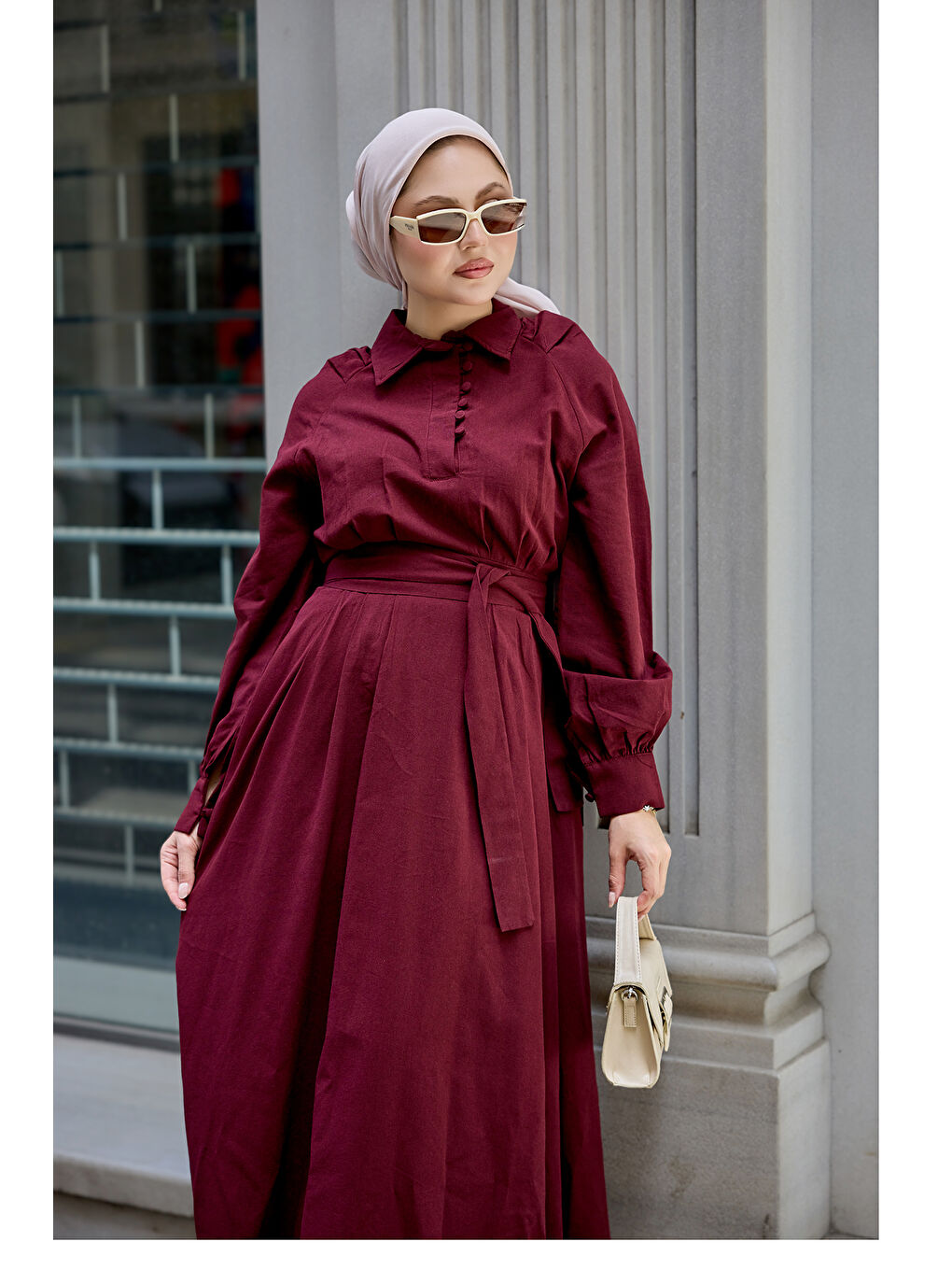 Kadın Sea Elbise Bordo-1