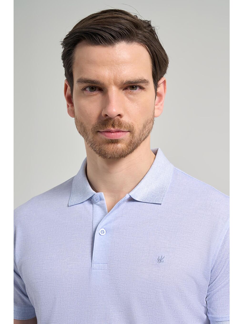 Koyu Mavi Kısa Kol Baskılı Pike Polo Yaka Cepsiz Esnek Casual Slim Fit Tişört 1011250151-3