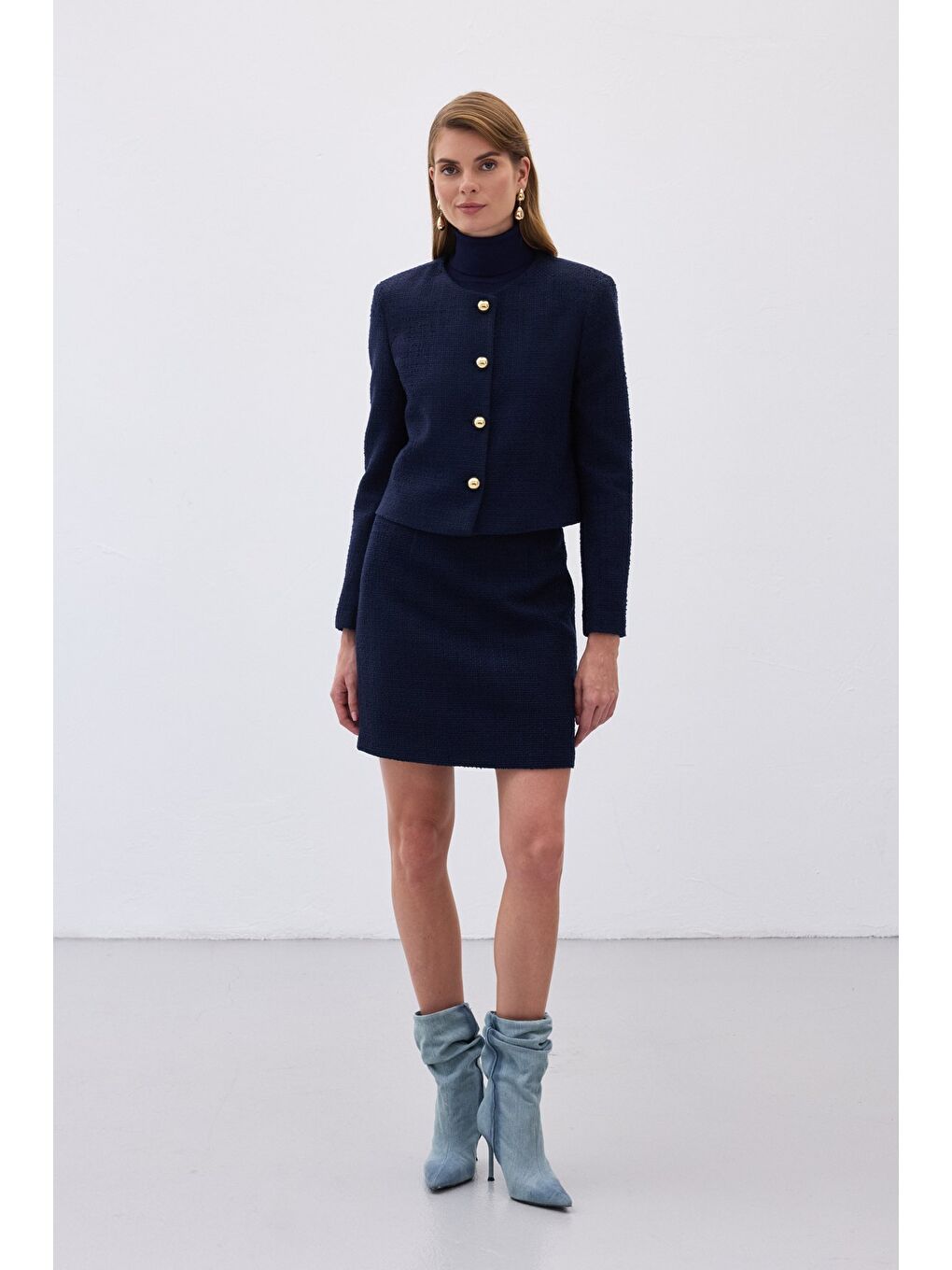 Kısa Tüvit Ceket - Lacivert-1