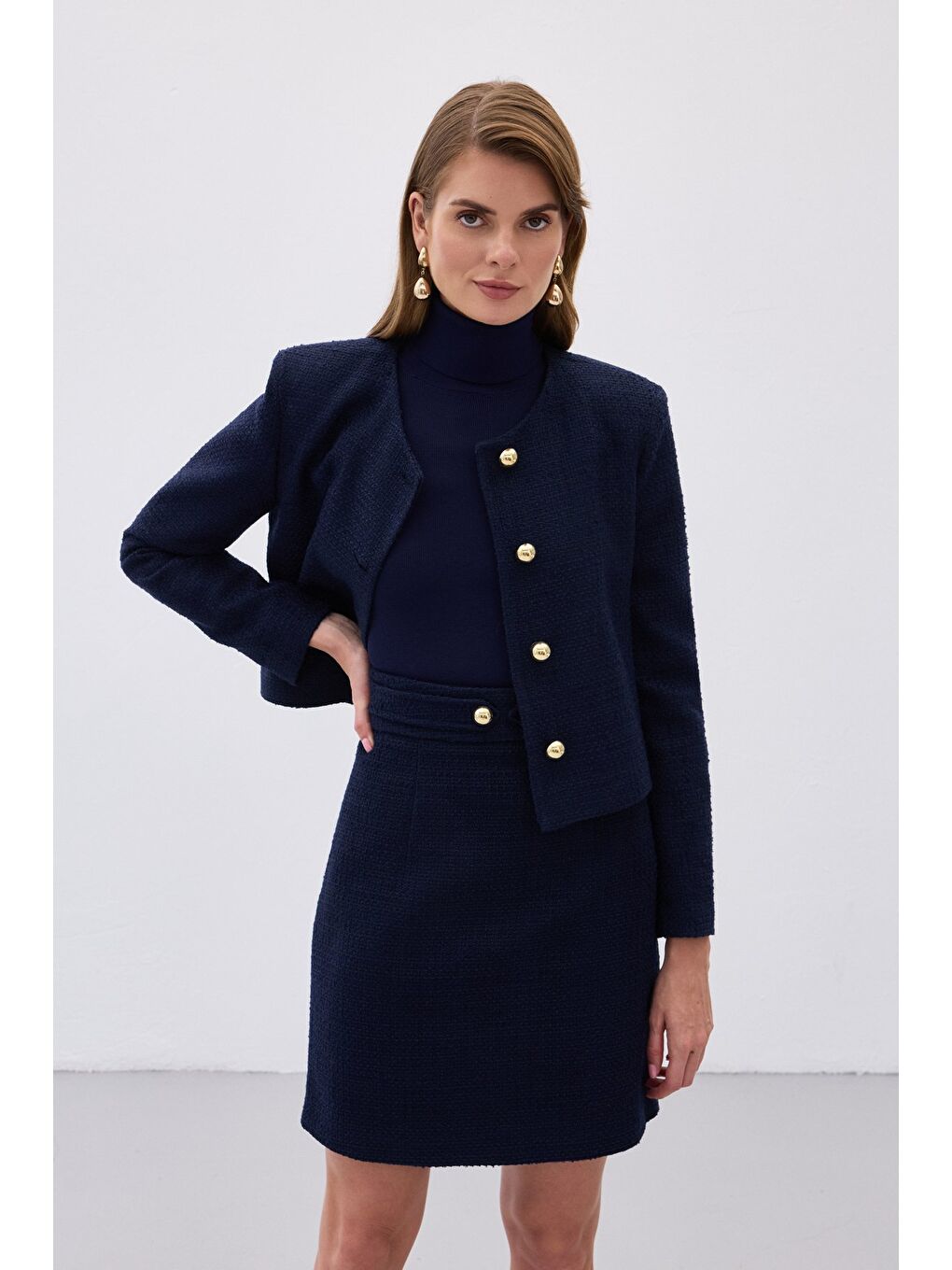 Kısa Tüvit Ceket - Lacivert-3