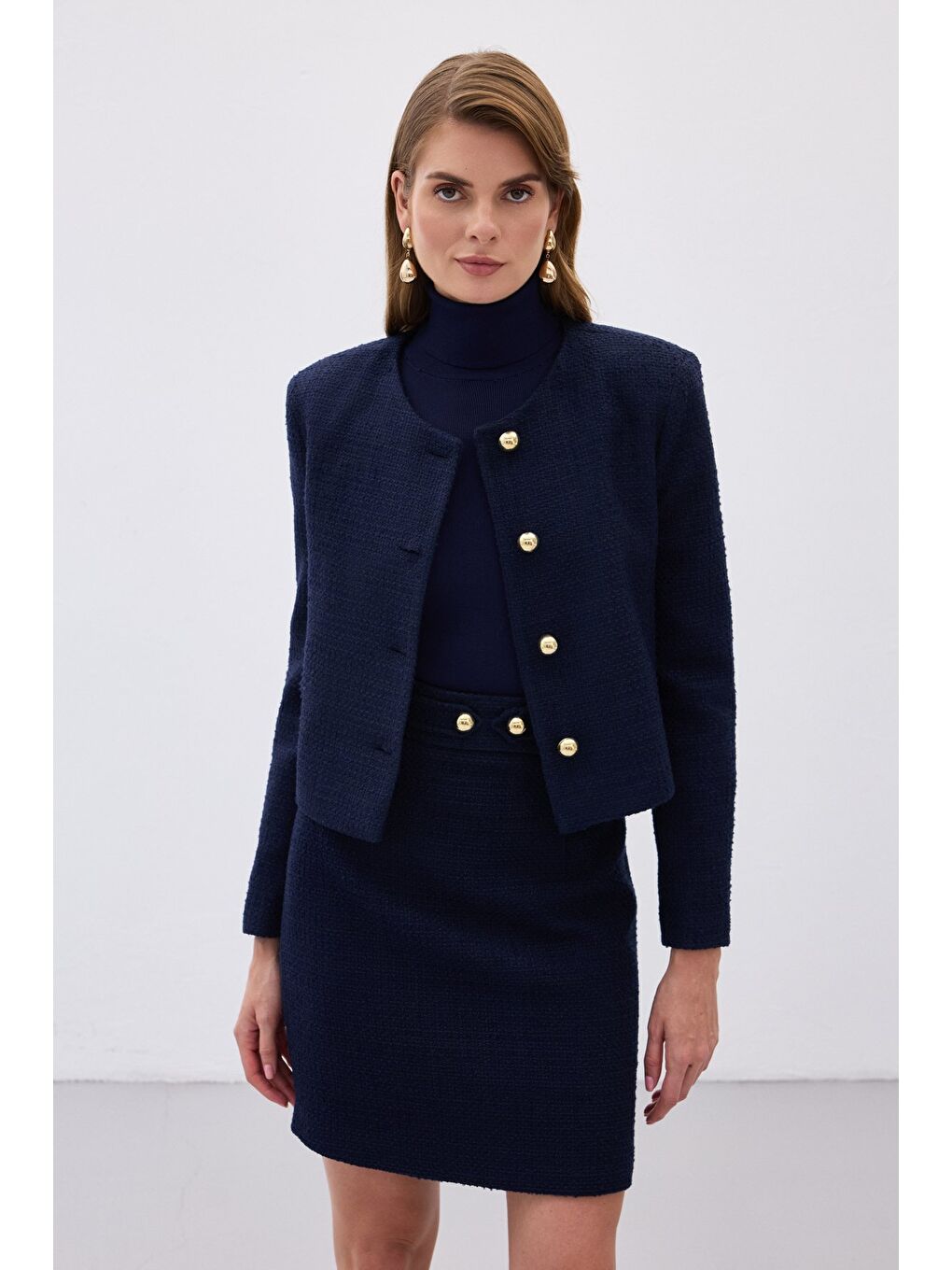 Kısa Tüvit Ceket - Lacivert-4