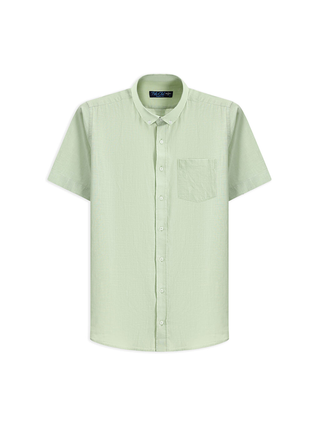 Turkuaz Kısa Kol Relax Fit Düğmeli Yaka Keten Görünümlü Pamuk Spor %100 Pamuk Gömlek-6