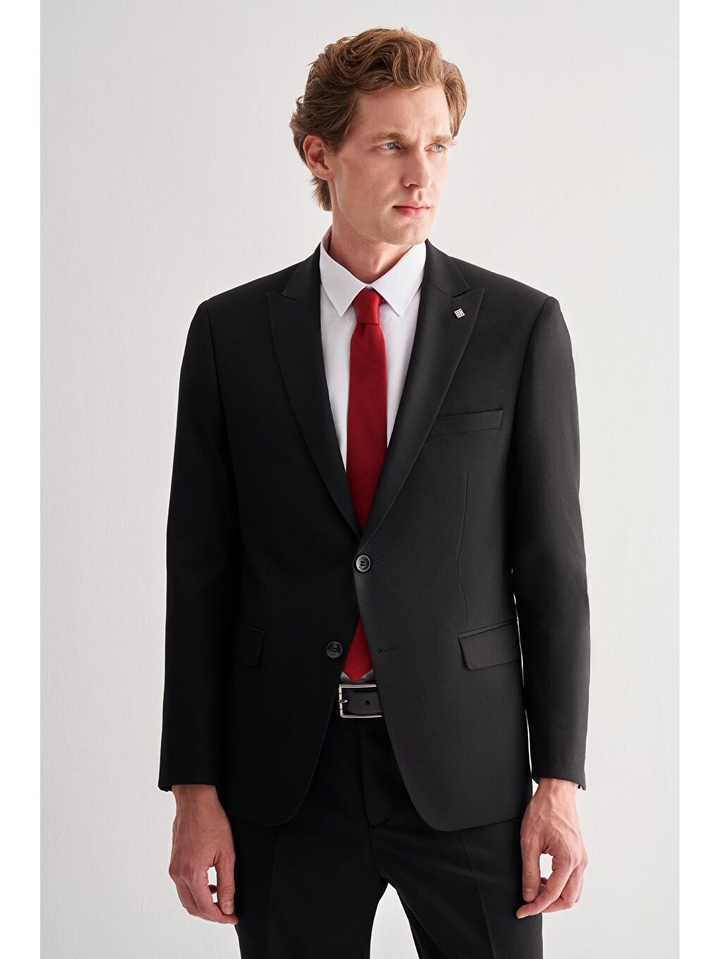 Siyah Kılıç Yaka Tam Astar 6 Drop Slim Fit Takım Elbise 1001255157