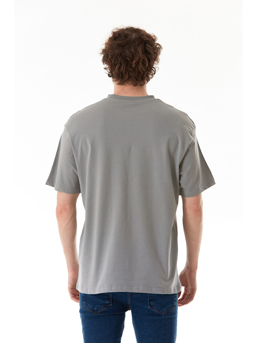 Gri We Are Fearless Yazı Baskılı Bisiklet Yaka Tişört-3